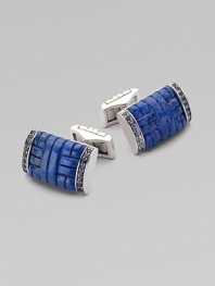 EXCLUSIVELY AT SAKS. Lapis lazuli and blue sapphire details lend elegant texture to barrels of fine silver. From the Bedeg Collection SilverLapisBlue sapphire½ wide Imported