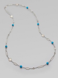 EXCLUSIVELY AT SAKS. A long, refined strand of sterling silver and reconstituted turquoise makes an elegant statement. Reconstituted turquoise Sterling silver Length, about 50 Lobster clasp Imported 