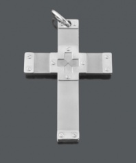 Symbolic style meets durable design. A tough way to show your faith, men's necklace features a solid, stainless steel bolt cross and a matching bead chain. Approximate length: 24 inches. Approximate drop width: 2-1/4 inches. Approximate drop length: 3-1/4 inches.