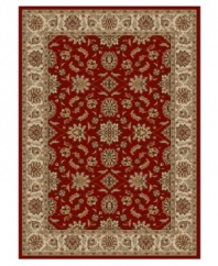 Rendered with intricate floral designs in a sumptuous red and neutral color palette, this area rug set from Kenneth Mink offers a cohesive look for your entire home. Woven of plush olefin for lasting softness and durability. Includes five rugs.