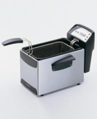 Flavorful fried food is everyone's favorite! This professional-style deep fryer is perfect for large pieces of fish and chicken, or smaller sides like fries and onion rings. Plus, a powerful immersion element makes heating quick, so frying is picture perfect. One-year limited warranty. Model 05462.