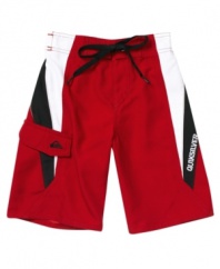 He'll be ready to hang ten in these lined board shorts from Quiksilver.