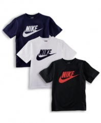 Swoosh up his outfit! This Nike screenprinted tee will inspire any kid to just do it.