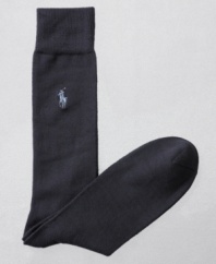 Crafted in a lightweight blend and featuring Polo Ralph Lauren's famous pony player, these dress socks provide a solid foundation for any dressed-up look.