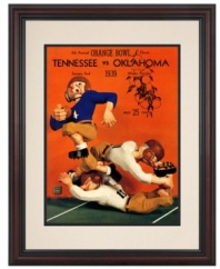 The Vols were unstoppable back in 1939, shutting out the Sooners 17-0 at the 5th Annual Orange Bowl Classic. Today, this vivid restoration of the original football program is matted, framed and an inspiration in Tennessee homes.