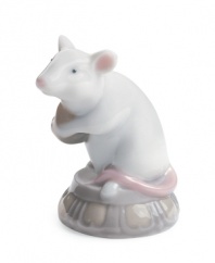 The kind of mouse you want in your house, this Lladro figurine is delicately glazed with a cute pink nose and shiny white fur in fine porcelain.