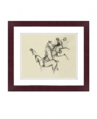 Saddle up and admire the majestic horse in its simplest form. Framed in handsome cherry-colored wood, the Horseback Riders print complements any room with the distinct, equestrian-inspired style of Lauren Ralph Lauren.