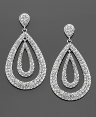 The grandest tear drops you'll ever see. These beautiful Kenneth Jay earrings are crystallized by Swarovski elements and set in silvertone mixed metal. Approximate drop: 3-1/2 inches. Approximate diameter: 1 inch.