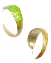 Everyone's feeling the ombre effect. Unique color patterns bring the best out of every look, and RACHEL Rachel Roy's orange, green and yellow wing hoops are no exception. Set in gold-plated mixed metal. Approximate diameter: 2-1/2 inches.