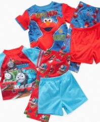 He can take his favorite character to bed with him every night in one of these fun shirt, short and pant pajama sets from AME.
