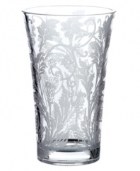 Brimming with life, the Christofle Marly vase is stunning with or without a bouquet. An elaborate foliage motif thrives in brilliant crystal, spreading from the heavy base to a subtly flared rim.
