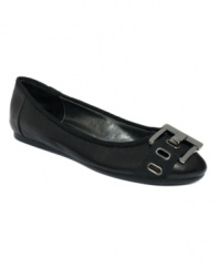 Lock down style. The simple Jace flats by Adrienne Vittadini gain a little attitude from their oversized buckle accent.
