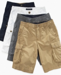 Shore up his warm weather essentials with the classic style of these Tommy Hilfiger cargo shorts.