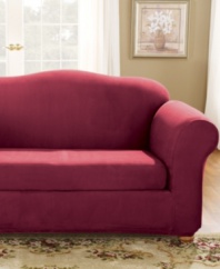 The soft look and feel of suede meets the utmost in durability and ease of care. Designed with spandex and adjustable elastic, the Stretch Suede slipcover offers a smooth, snug fit over any furniture.