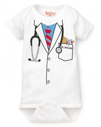 It's never too soon to start planning his career. Get an early start with this funny Sara Kety bodysuit.