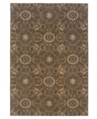 Like a prized found objet d'art, the Milano area rug features a distressed representation of ancient textile designs reinvented in rich, earthy colors. Woven of durable, long nylon fibers that also offer a soft, luxurious hand.