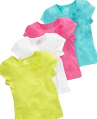 A simple touch of sweetness. Upgrade her collection of casual shirts with this rosette accented tee from Carter's.