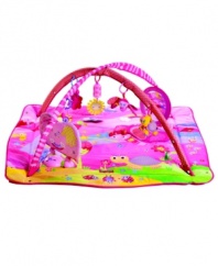 Delightful and fun, our new Gymini Tiny Princess(tm) activity gym offers your little princess plenty of developmental activities. With a portable kick-pad and a large mirror, your baby will be entertained and happy.