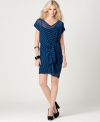 Chevron stripes rev up this chiffon dress from DKNYC. The adjustable self-tie in front lets you customize the look!