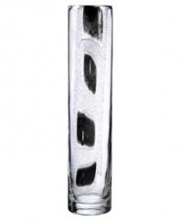 Like blades of grass, this Kosta Boda bud vase is straight, tall and full of life. A column of clear art glass streaked with texture and slick black punctuates a room with modern artistry. Designed by Anna Ehrner.