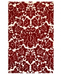 Toile tales. The St. Croix Structure area rug boasts a classic pattern in fresh fashion colors, featuring dimensional details that pop in red against a plain beige ground. Hand tufted in India by highly skilled weavers, this 100% wool rug looks great in any space and feels fantastic underfoot.