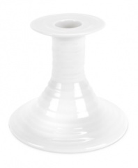 Charming ripples designed to coordinate with the rest of the Sophie Conran collection from Portmeirion adorn this porcelain candleholder. Reminiscent of hand-thrown pottery, it's sure to lend cheerful elegance to any table.