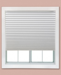 Creating a beautiful atmosphere is easy and affordable with Redi Shade® temporary light-filtering shades. Pleated paper shades readily install in less than one minute – just trim, peel and stick! No need for drills, screws or brackets, these cord-free shades secure with 2 low-profile clips. Inside/outside mount.