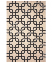 Chain-link chic! Liora Manne combines hand-hooking and hand-tufting techniques to achieve the rich, textural surface of this oatmeal and black indoor/outdoor rug from the Spello collection. UV stabilized to minimize fading, the elegant and durable rug is sure to please. Hose off for easy cleaning.