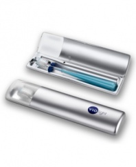 Is there a way to keep your travel toothbrush clean and healthy? That's where the Violight sanitizer comes in! Using proven germicidal ultraviolet technology, this high-tech toothbrush travel case destroys 99.9% of germs on contact. One-year warranty. Model VIO200.
