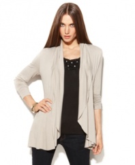 A simple piece that can transform an outfit, INC's cascading cardigan works for day or night!