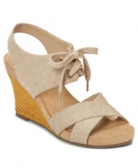 Let us introduce you to the summer's cutest sandal: the Plush Sign wedges by Aerosoles. With a sweet lace-up detail and rope-wrapped heel, they're easy, breezy and perfect with both pants and skirts.