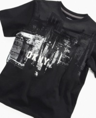 Near or far, encourage him to follow his dreams and think big with this graphic t-shirt from DKNY.