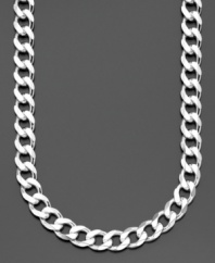 Chunky curb links make a strong statement of confident style in sterling silver. Length measures 20 inches.