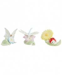 Spring is perpetually in season with whimsical Butterfly Meadow figurines. A winged trio adorns porcelain blooms in the soft pastels of the beloved Lenox dinnerware pattern. Qualifies for Rebate