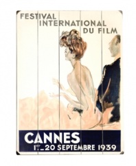 Created for the inaugural Cannes Film Festival, this elegant poster design – now, a handsome wooden sign – by Jean Gabriel Domergue offers a sensational look back on pre-war fashion and grace.