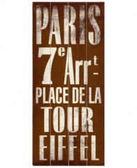 C'est magnifique! See the City of Lights from your living room with this antiqued Paris transit sign, featuring bold type on distressed birch wood.