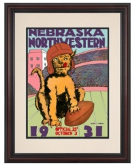 The Huskers put up a fight but couldn't compete with the fierce Wildcats at their 1931 college football duel. The final score? Nebraska: 7; Northwestern: 19. Celebrate that winning spirit every day with wall art featuring the cover from that day's program.