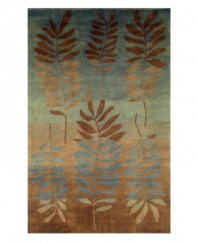 With fine imagery that evokes visions of aquatic ferns swaying rhythmically in the sea, this modern and elegant rug creates a peaceful oasis in your home. Hand-knotted and washed to add softness and luster to the wool, you'll enjoy the luxurious softness and relaxing brown-to-blue gradients this piece has to offer.