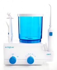 You've got something to smile about! A comprehensive water jet system with five different tips takes charge of your pearly whites, flushing out food debris from hard-to-reach areas and getting between teeth, implants, braces and crowns. Seven powerful pressure settings bring professional dental care into the comfort of your home. Model WJ7B-2PK.