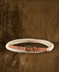 Anything but conventional, twisted rope and leather are crafted into a modern wrap belt, adding an unexpected, nautical-inspired finish to any ensemble, from Denim & Supply Ralph Lauren.