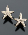 Don some seaside beauty with these diamond-accented starfish earrings in 14k gold.