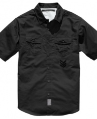 Help your casual look fall in line with this military-inspired work shirt from Sean John.