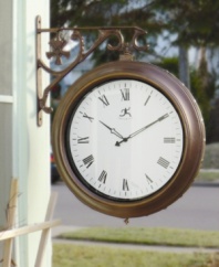 Add some French Quarter elegance your to your outdoor space. This charming, cast iron clock has a clock face on both sides.