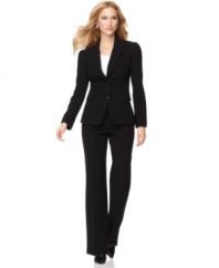 You're sure to look sharp for your next interview or presentation when wearing this Tahari by ASL suit, featuring a fitted, flattering jacket and pants combination.