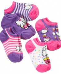 Kick up your heels! She'll be ready to dance around in a pair of these brightly colored socks from this Hello Kitty five pack.