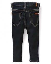 Versatile dark wash jeans in a skinny silhouette for standout baby style.