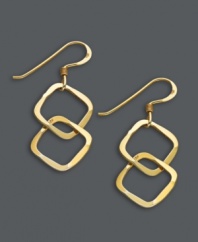 Show your contemporary side. Perfect for the stylish career woman, Studio Studio's petite drops combine two interlocking squares crafted from 18k gold over sterling silver. Approximate drop: 1-1/2 inches.