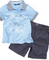 Just the details please. Little things like contrast stripes and cargo pockets give this shirt and short set from Guess some fun flair for your little guy.