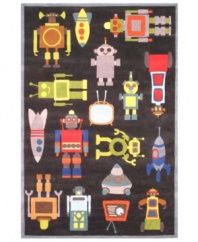 Mr. Roboto invades the tween scene with this irresistibly retro rug from Momeni's Lil Mo Whimsy collection. Designed to help update outgrown decor, the Whimsy collection is a perfect match for would-be builders and dreamers. Colorful, low-fi robots of all origins populate this supercool rug fit for a true techie. Hand-tufted mod-acrylic is soft, strong and flame-retardent.