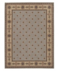 Elegant and refined, this distinctive collection is speckled with blossoms and bordered with vines in an understate palette of warm, neutral tones. Bearing the rich patina of premium-quality Opulon(tm) yarns, each rug boasts a densely woven and strikingly luxurious pile that's a pleasure to touch and admire. One-year warranty.